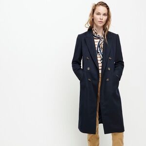 NWT J.Crew Double-Breasted Topcoat Italian Wool Cashmere in Navy